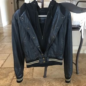 Obey Propoganda Hooded Faux Leather Jacket